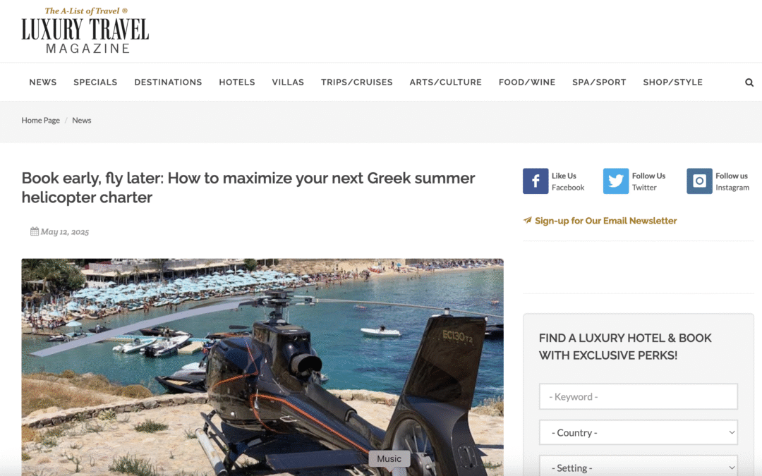 Book early, fly later: How to maximize your next Greek summer helicopter charter